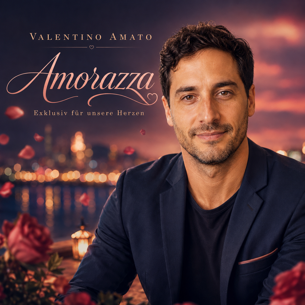 Porträt von Valentino Amato am Hafen bei Abenddämmerung